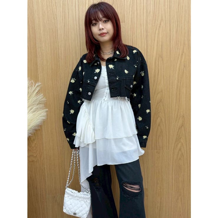 Embroideryデニムブルゾン【セットアップ着用可能】 | EVRIS | 詳細画像25 