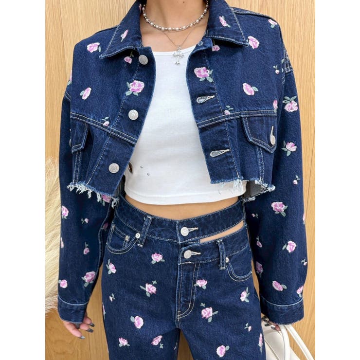 Embroideryデニムブルゾン【セットアップ着用可能】 | EVRIS | 詳細画像28 