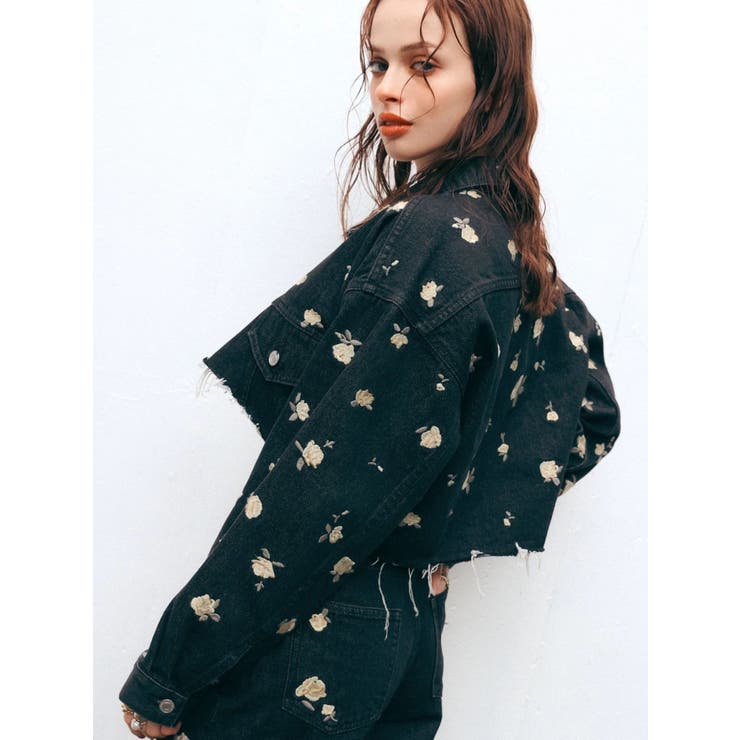 Embroideryデニムブルゾン【セットアップ着用可能】 | EVRIS | 詳細画像3 