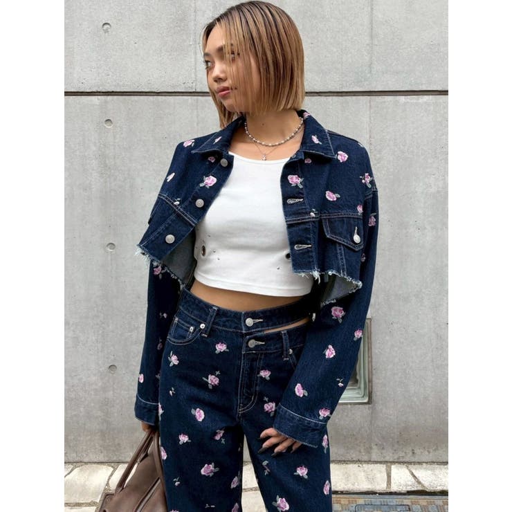 Embroideryデニムブルゾン【セットアップ着用可能】 | EVRIS | 詳細画像35 