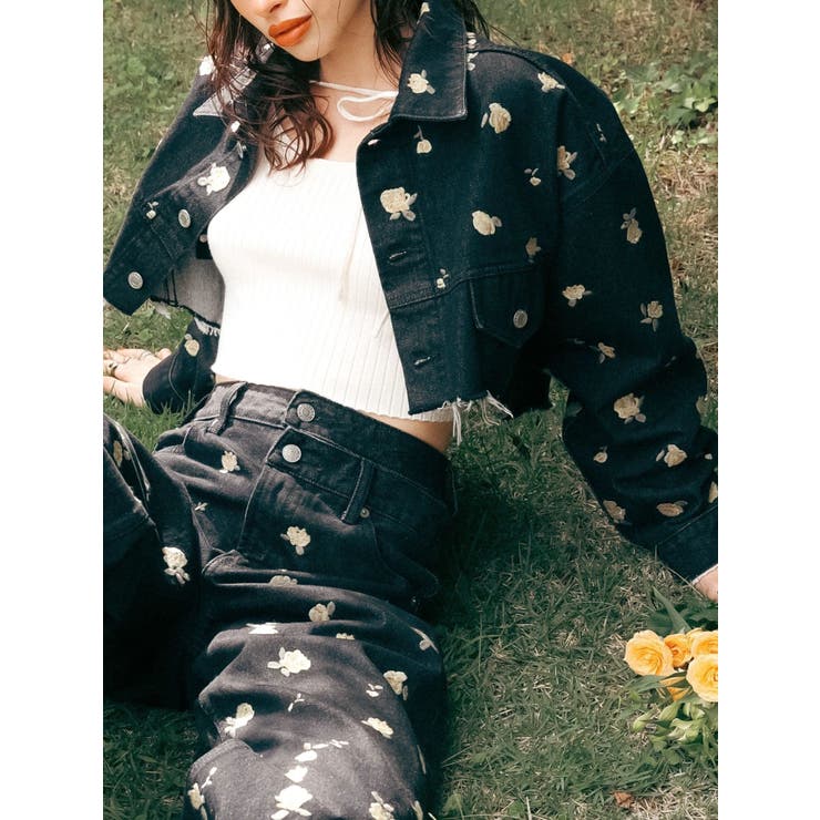 Embroideryデニムブルゾン【セットアップ着用可能】 | EVRIS | 詳細画像4 