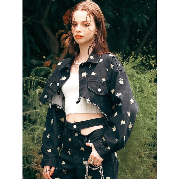 Embroideryデニムブルゾン【セットアップ着用可能】 | EVRIS | 詳細画像5 