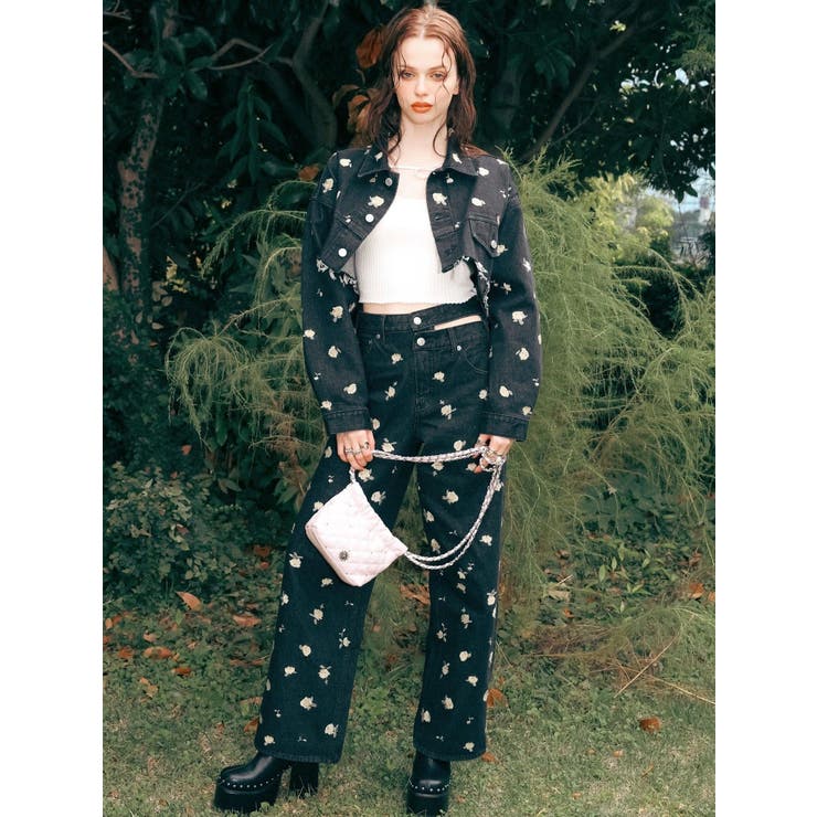 Embroideryデニムブルゾン【セットアップ着用可能】 | EVRIS | 詳細画像6 