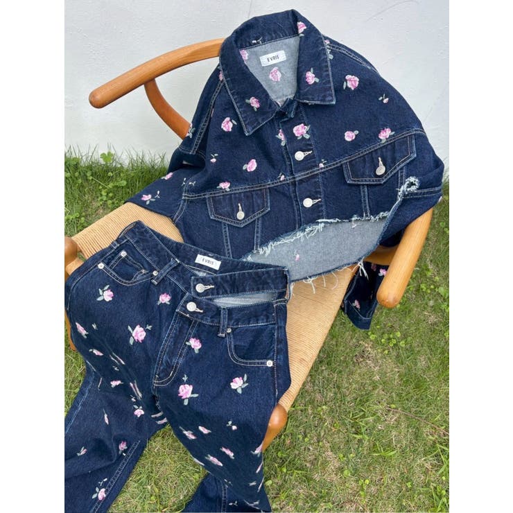 Embroideryデニムブルゾン【セットアップ着用可能】 | EVRIS | 詳細画像7 