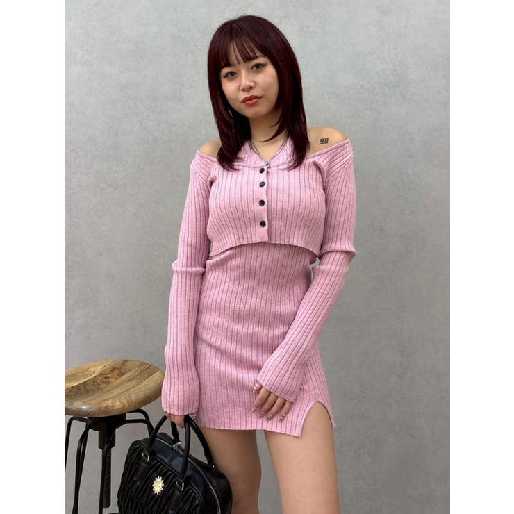 ピンク | レイヤードホルターネックミニワンピース | EVRIS