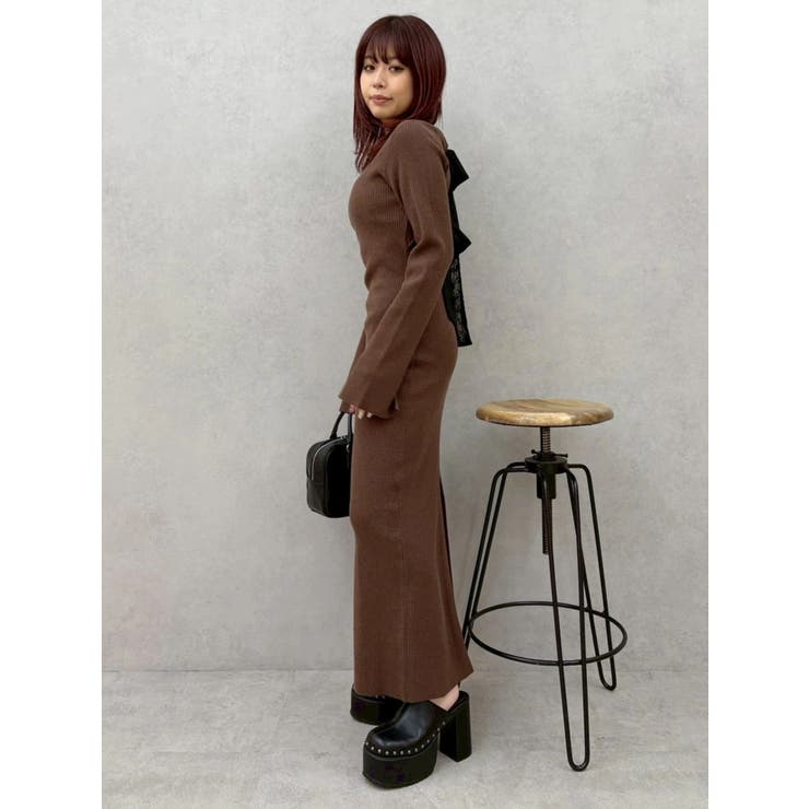 バックリボンロングニットワンピース | EVRIS | 詳細画像23 