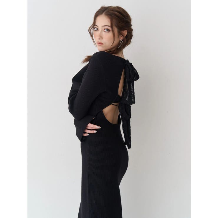 バックリボンロングニットワンピース | EVRIS | 詳細画像4 