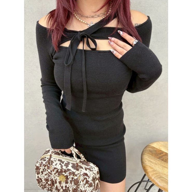 カットアウトニットミニワンピース | EVRIS | 詳細画像11 