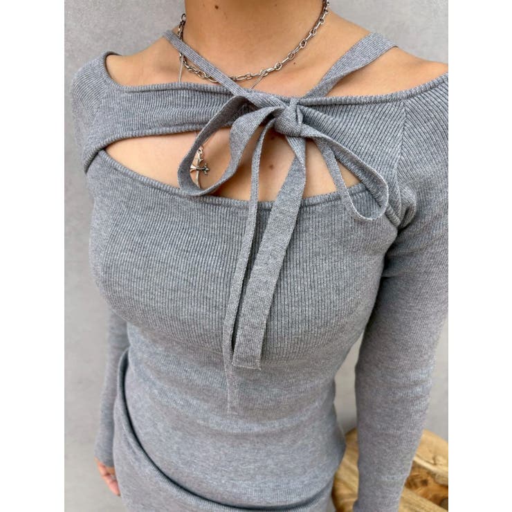 カットアウトニットミニワンピース | EVRIS | 詳細画像20 