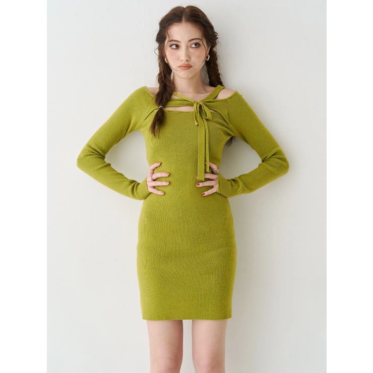 カットアウトニットミニワンピース | EVRIS | 詳細画像3 