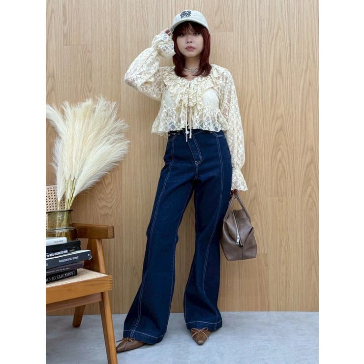 フロントリボンレースクロップドシャツ | EVRIS | 詳細画像10 