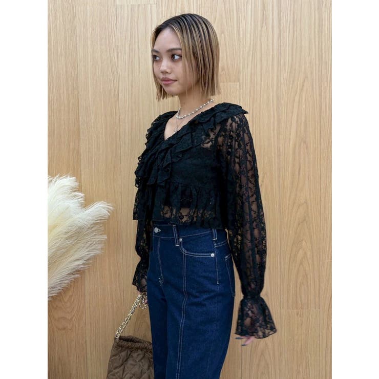 フロントリボンレースクロップドシャツ | EVRIS | 詳細画像15 