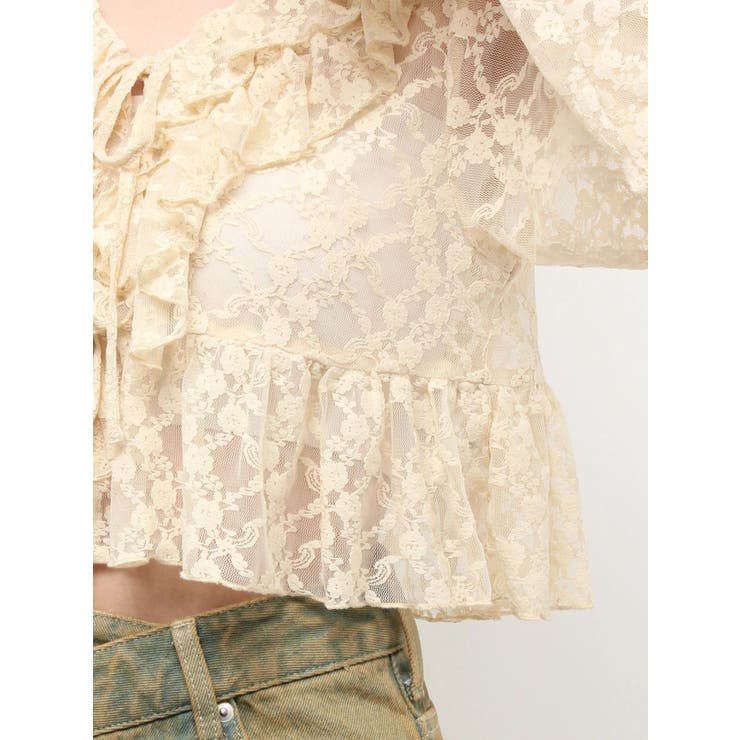 フロントリボンレースクロップドシャツ | EVRIS | 詳細画像25 