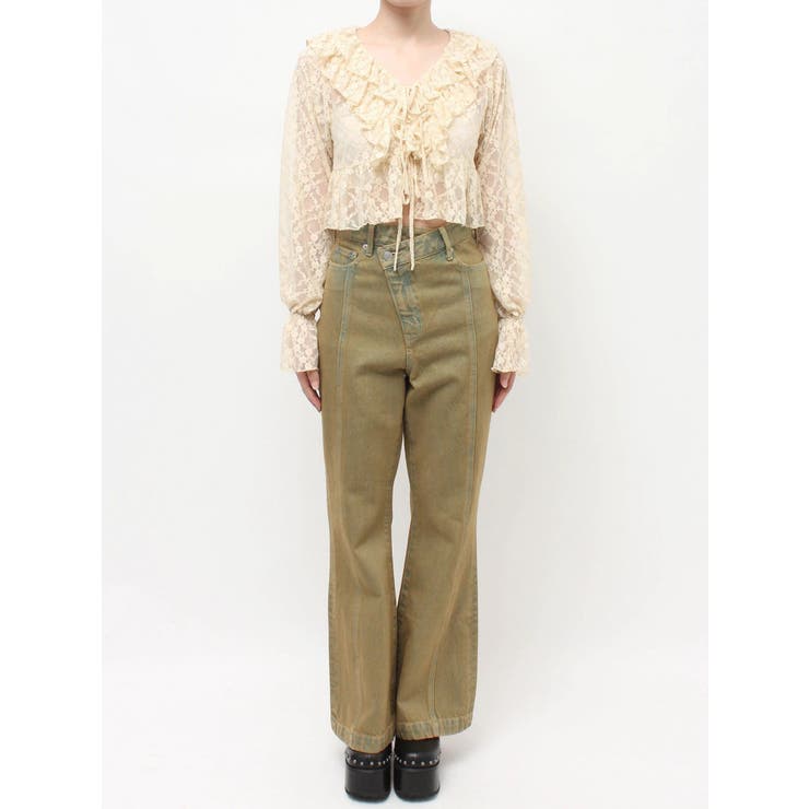 フロントリボンレースクロップドシャツ | EVRIS | 詳細画像27 