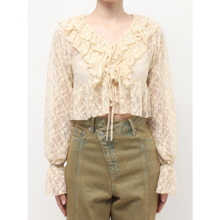 フロントリボンレースクロップドシャツ | EVRIS | 詳細画像33 