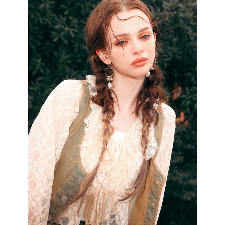 フロントリボンレースクロップドシャツ | EVRIS | 詳細画像4 