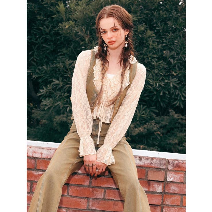 フロントリボンレースクロップドシャツ | EVRIS | 詳細画像6 