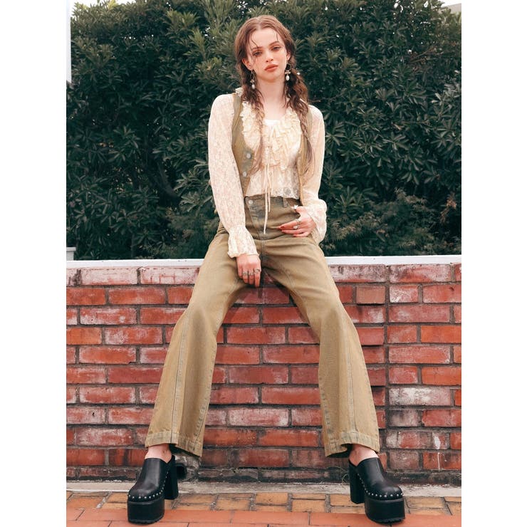 フロントリボンレースクロップドシャツ | EVRIS | 詳細画像8 