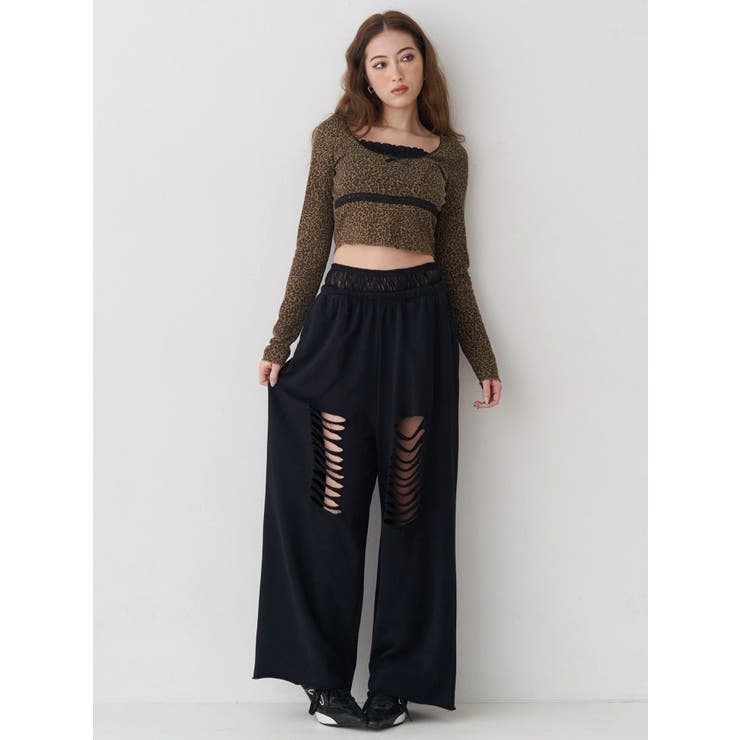 レースドッキングダメージスウェットワイドパンツ【セットアップ着用可能】 | EVRIS | 詳細画像12 