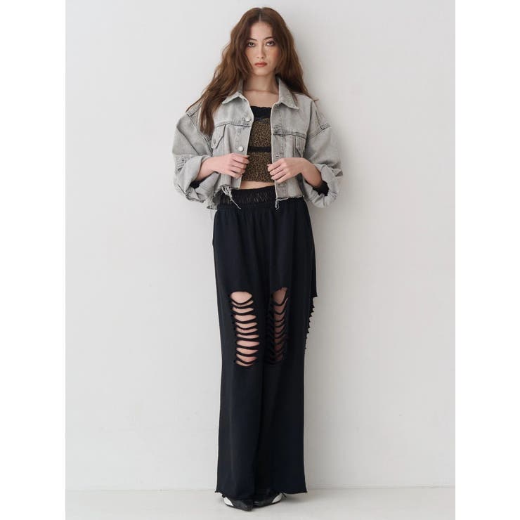 レースドッキングダメージスウェットワイドパンツ【セットアップ着用可能】 | EVRIS | 詳細画像18 