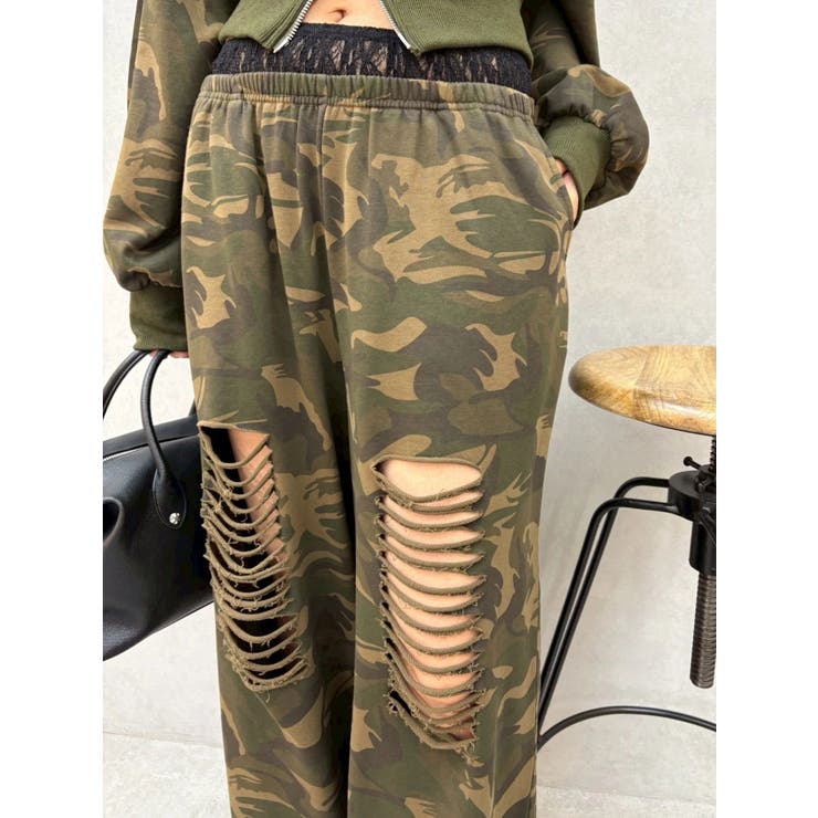 レースドッキングダメージスウェットワイドパンツ【セットアップ着用可能】 | EVRIS | 詳細画像20 