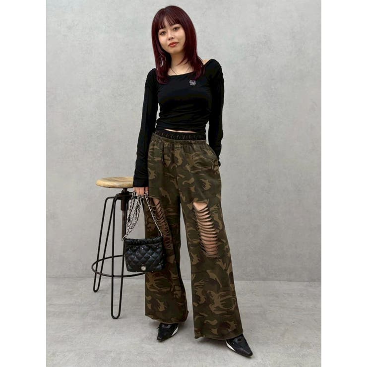 レースドッキングダメージスウェットワイドパンツ【セットアップ着用可能】 | EVRIS | 詳細画像30 