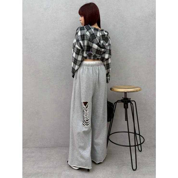 レースドッキングダメージスウェットワイドパンツ【セットアップ着用可能】 | EVRIS | 詳細画像39 