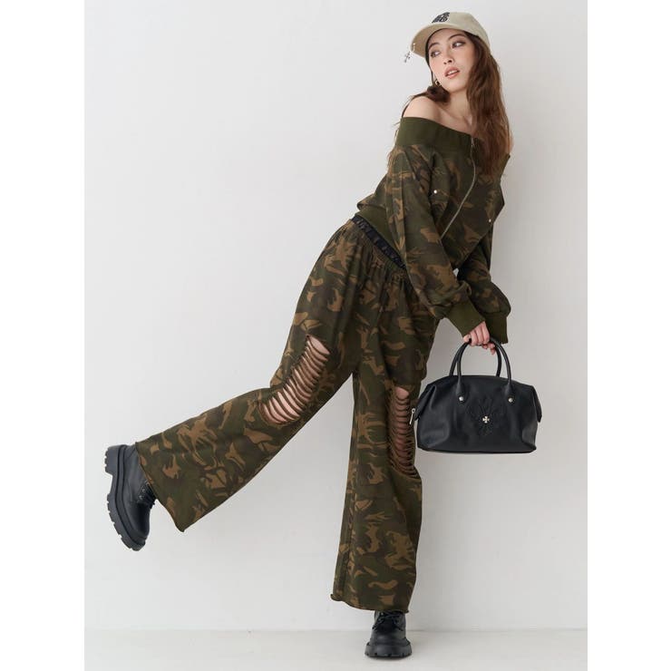 レースドッキングダメージスウェットワイドパンツ【セットアップ着用可能】 | EVRIS | 詳細画像4 