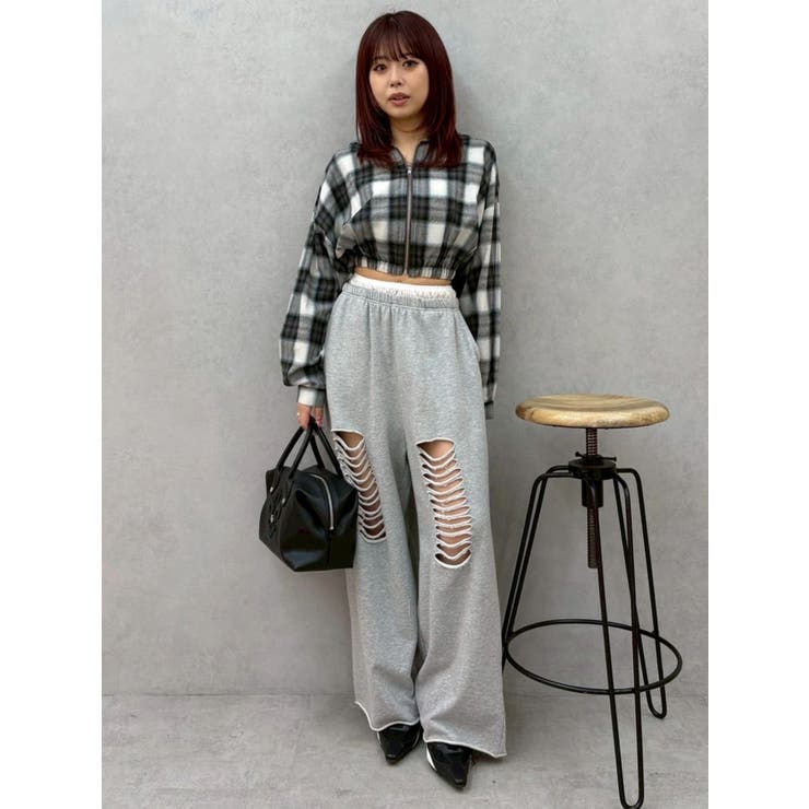 レースドッキングダメージスウェットワイドパンツ【セットアップ着用可能】 | EVRIS | 詳細画像41 