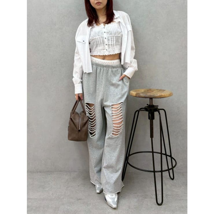 レースドッキングダメージスウェットワイドパンツ【セットアップ着用可能】 | EVRIS | 詳細画像42 