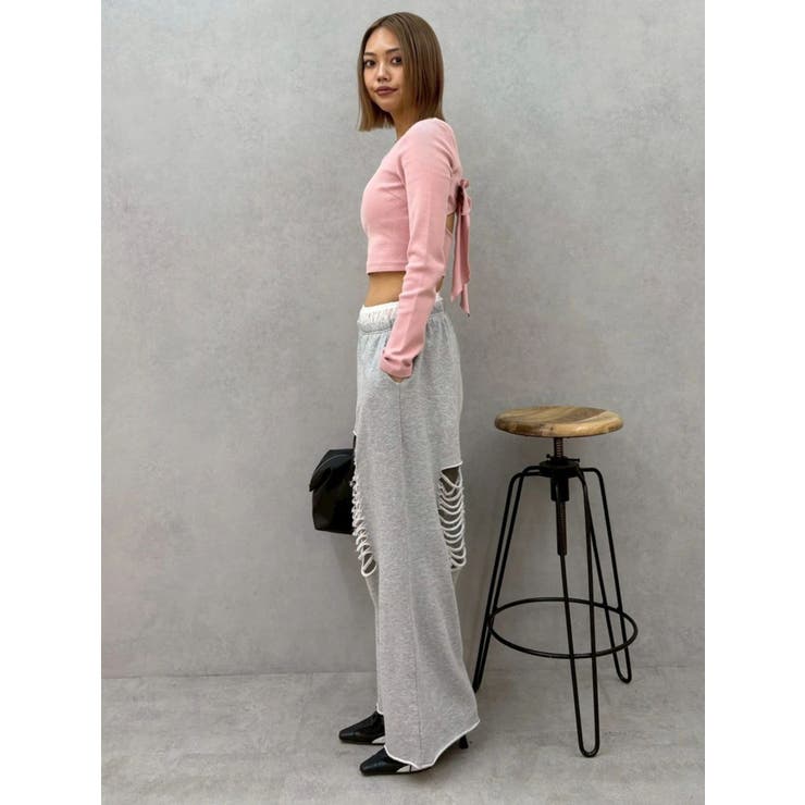 レースドッキングダメージスウェットワイドパンツ【セットアップ着用可能】 | EVRIS | 詳細画像44 