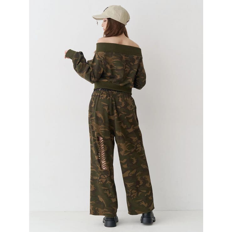 レースドッキングダメージスウェットワイドパンツ【セットアップ着用可能】 | EVRIS | 詳細画像5 