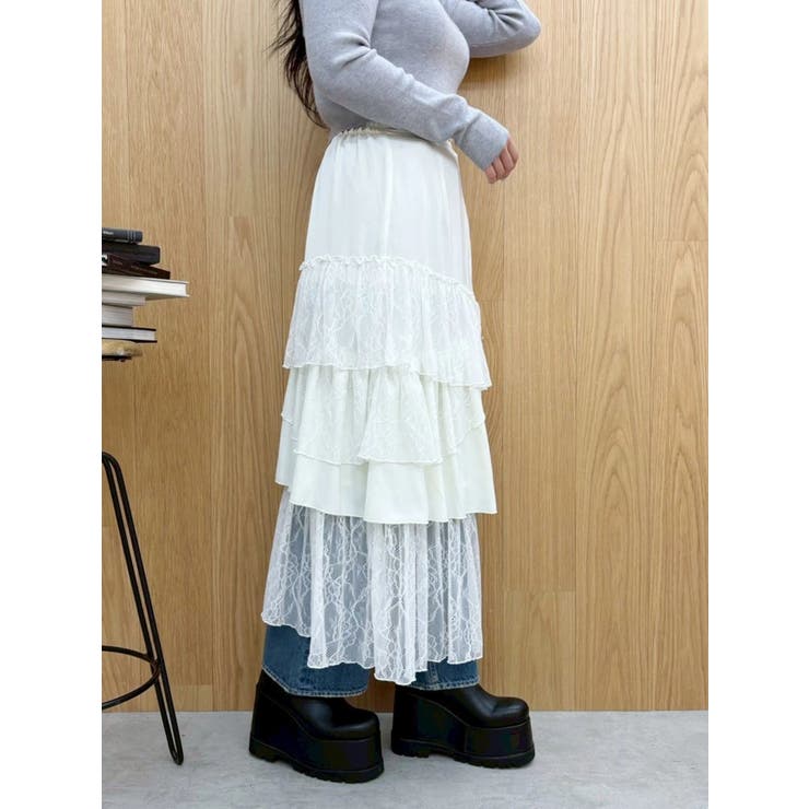 ミックスドッキングアシンメトリースカート | EVRIS | 詳細画像25 