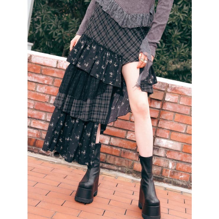 ミックスドッキングアシンメトリースカート | EVRIS | 詳細画像29 