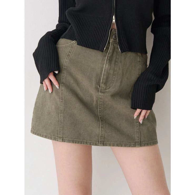 カーキ | ツイルタイトミニスカート | EVRIS