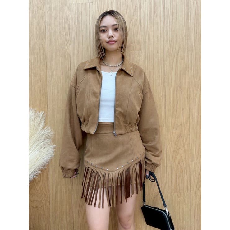 フェイクスウェードフリンジスタッズミニスカート【セットアップ着用可能】 | EVRIS | 詳細画像10 