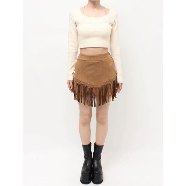 フェイクスウェードフリンジスタッズミニスカート【セットアップ着用可能】 | EVRIS | 詳細画像38 