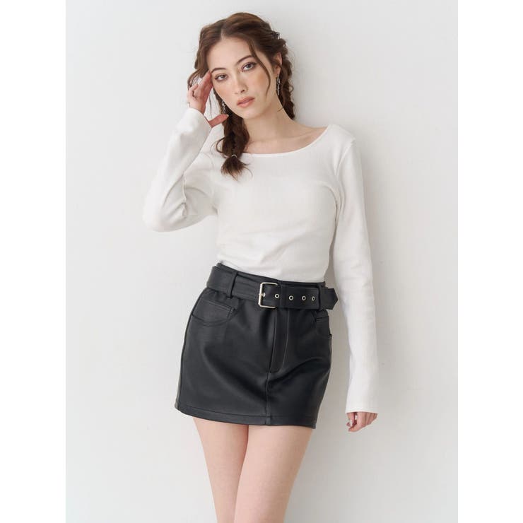 フェイクレザーベルトミニスカート【セットアップ着用可能】 | EVRIS | 詳細画像2 