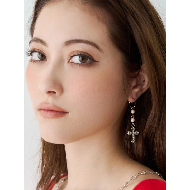 STONE CROSS MOTIF ピアス | EVRIS | 詳細画像1 