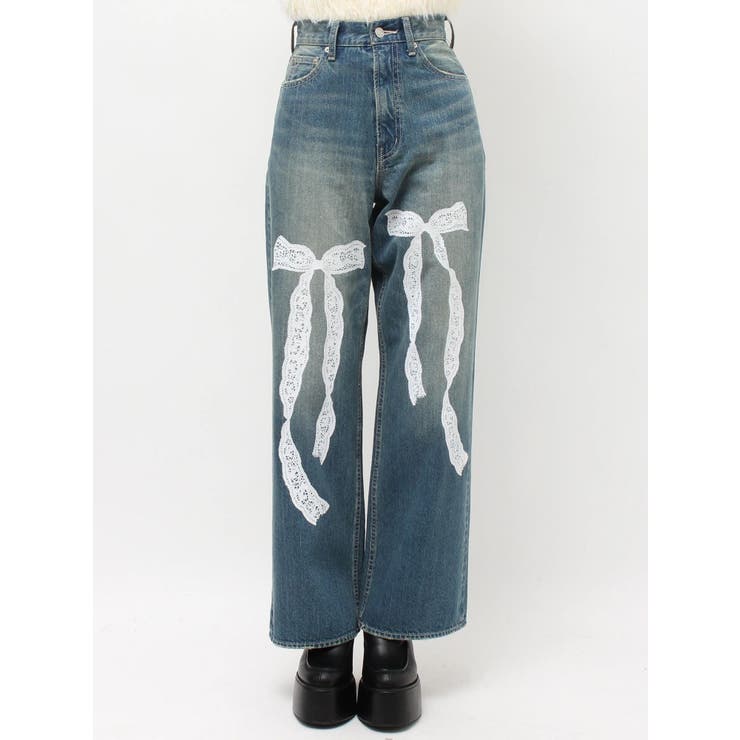 リボンレースワイドデニムパンツ | EVRIS | 詳細画像19 