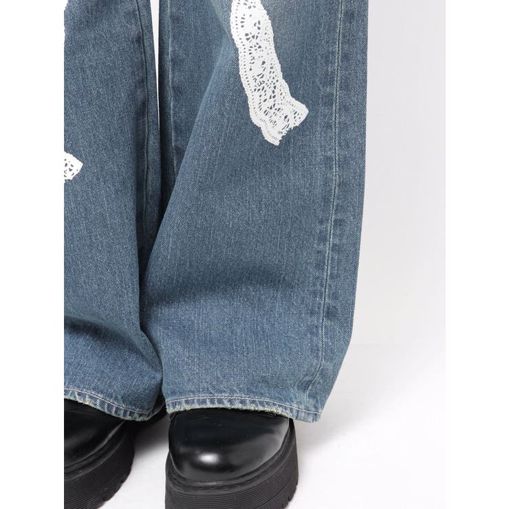 リボンレースワイドデニムパンツ | EVRIS | 詳細画像30 