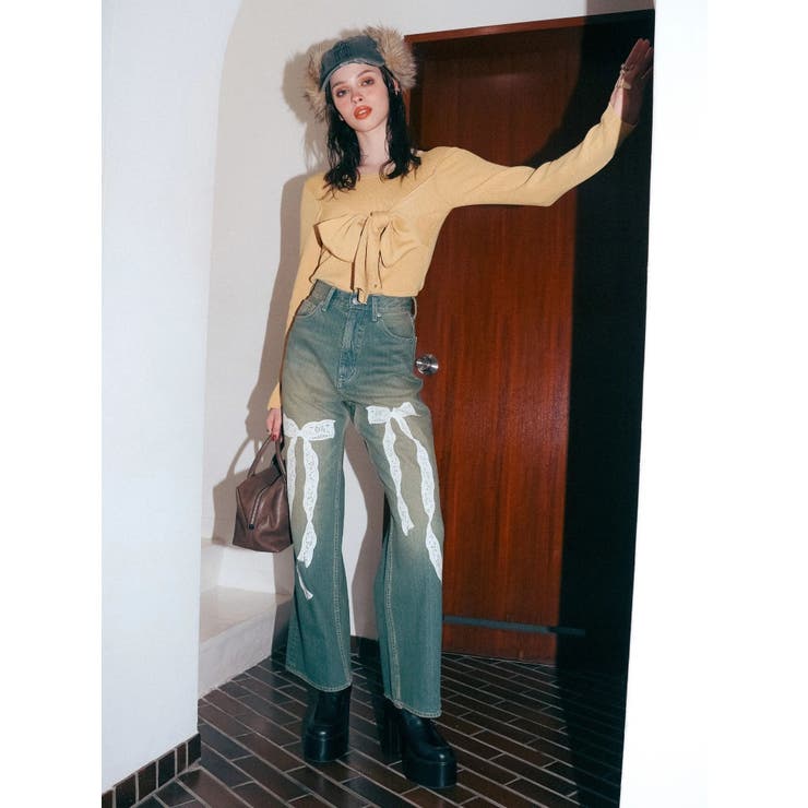 リボンレースワイドデニムパンツ | EVRIS | 詳細画像7 