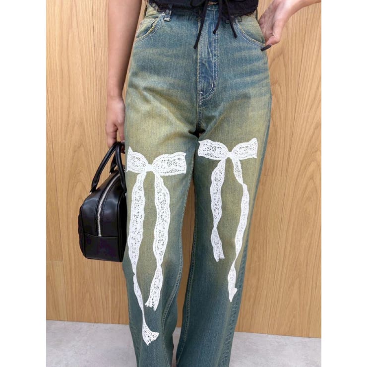 リボンレースワイドデニムパンツ | EVRIS | 詳細画像8 