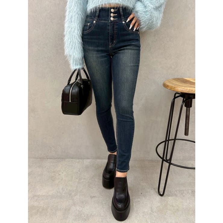 ワイドベルトハイウエストスキニーデニムパンツ | EVRIS | 詳細画像13 