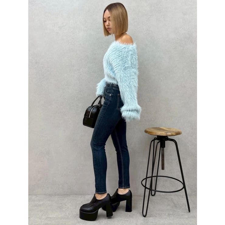 ワイドベルトハイウエストスキニーデニムパンツ | EVRIS | 詳細画像16 