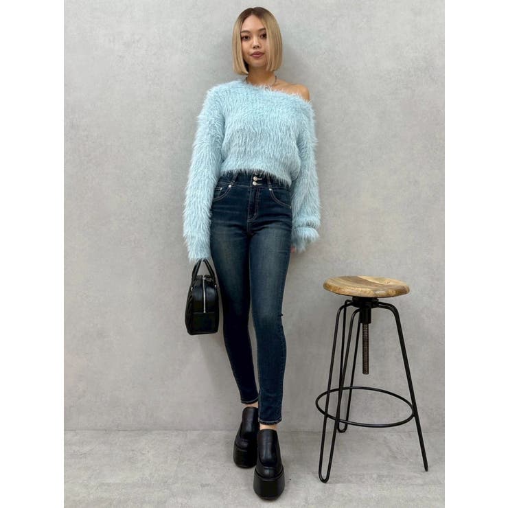 ワイドベルトハイウエストスキニーデニムパンツ | EVRIS | 詳細画像17 