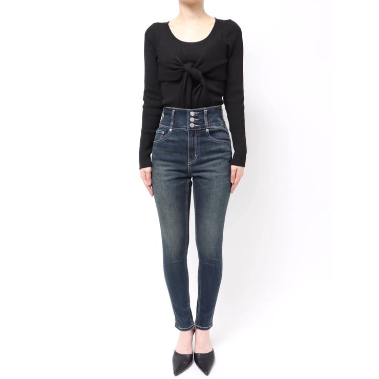 ワイドベルトハイウエストスキニーデニムパンツ | EVRIS | 詳細画像27 