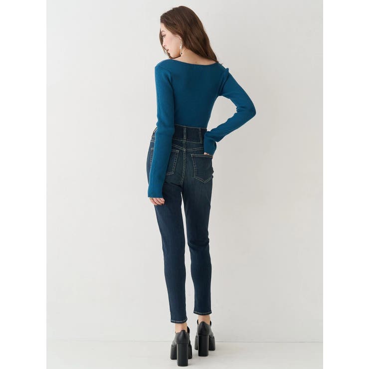 ワイドベルトハイウエストスキニーデニムパンツ | EVRIS | 詳細画像4 