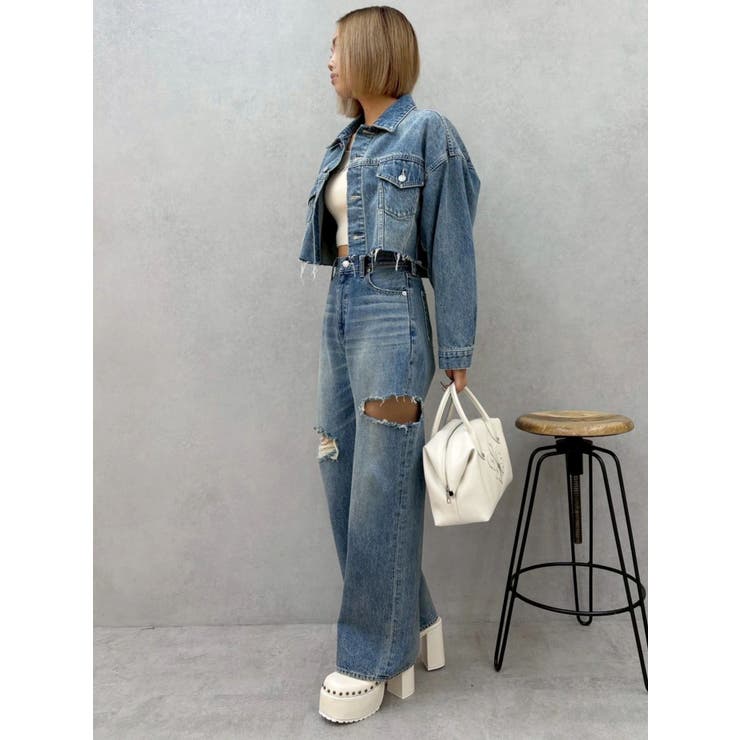 カットアウトワイドデニムパンツ【セットアップ着用可能】 | EVRIS | 詳細画像13 