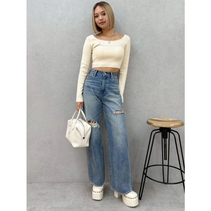 カットアウトワイドデニムパンツ【セットアップ着用可能】 | EVRIS | 詳細画像17 